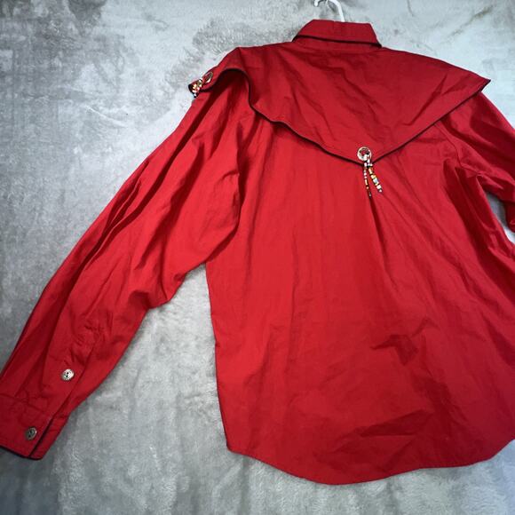 Westbound Red Embroidered Bead Embellished Native American Shirt Women Sz L - Picture 12 of 13